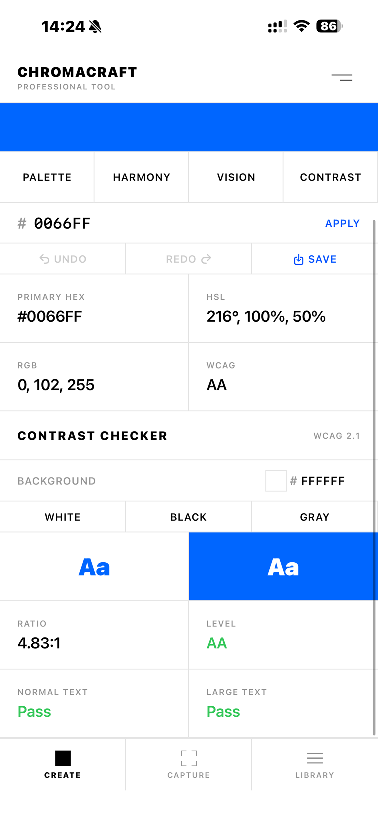Create — WCAG Contrast Checker