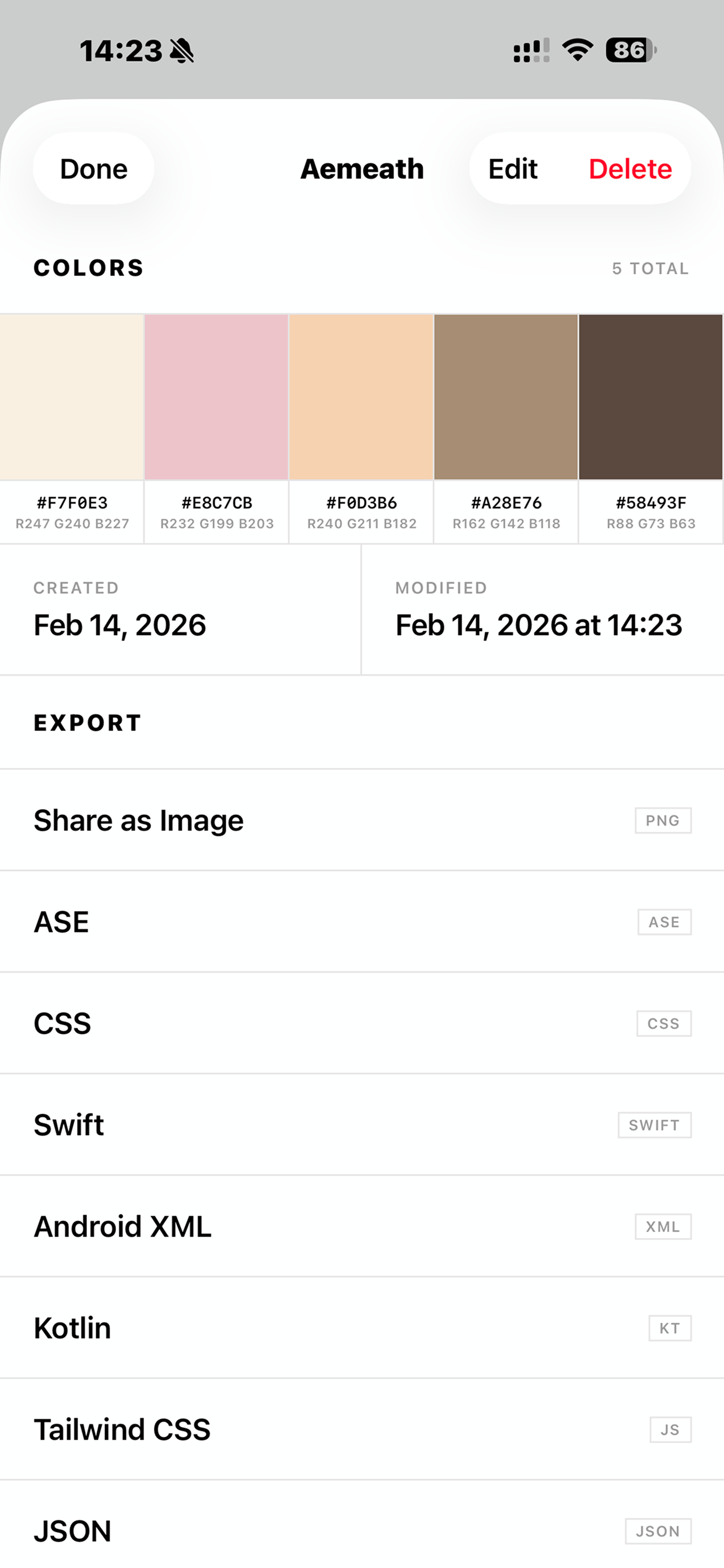 Library — Palette Detail